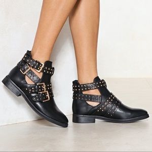 NastyGal cut out studded boots